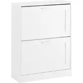 SoBuy FSR137-W Moderner weißer Schuhschrank mit 2 Klappen | Kompakt 60x25x80 cm