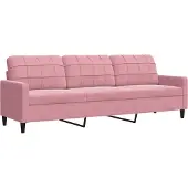 vidaXL 4-tlg. Sofagarnitur mit Kissen Rosa Samt