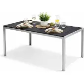 Mojawo Alu Nonwood Gartentisch Esstisch Outdoortisch Silber/Schwarz 150x90cm
