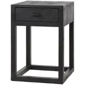 Feeling4Home Nachttisch Blasq Mangoholz massiv, modern minimalistisch, schwarz, mit 1 Schublade