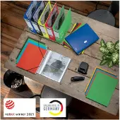 Leitz Dokumentenmappe Recycle, A4, bis 250 Blatt, 5 Fächer & Ablagefach, blickdicht, 100 % recycelbar, Blauer Engel, Kunststoff, blau