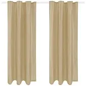 Arsvita 2er Pack Gardine Blickdicht Alessia mit Universalband 140x245cm taupe hell