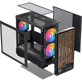 Einarex EXCS-PM-400R-B, Midi Tower, PC, Schwarz, micro ATX, Mini-ITX, Stahl, Gehärtetes Glas, Gaming