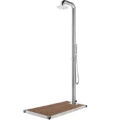 vidaXL Gartendusche mit Brauner Bodenplatte 230 cm Edelstahl