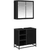vidaXL Badezimmermöbel-Set 2 stk. Schwarz Eichen-Optik 65 x 33 x 60 cm