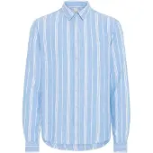 Blend Leinenhemd "Leinenhemd BHBobby Linen striped", Herren, Gr. 3XL, N-Gr, blau (airy blau), Obermaterial: 55% Leinen LI. 45% Viskose CV., Hemden Leinenhemd