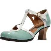 Fly london Damen Pumps aus Leder mit T-Steg, gepolsterter Sohle und verstellbarem Knöchelriemen im Retro-Stil
