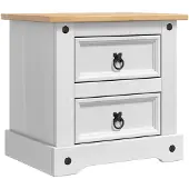 vidaXL Nachttisch Corona Weiß 53 x 39 x 47 cm Massives Kiefernholz