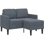 vidaXL 2-Sitzer-Sofa mit Chaiselongue L-Form Dunkelgrau 125 cm Samt