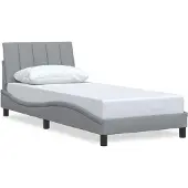 vidaXL Bettgestell ohne Matratze "Hanko" Hellgrau 90x200 cm Stoff
