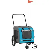 vidaXL Fahrradanhänger Hunde Blau und Grau Oxford-Gewebe und Eisen