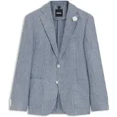 BOSS Slim-Fit Sakko aus gemustertem Leinen Grösse 52