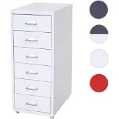 Mendler Rollcontainer Boston T851, Schubladenschrank Stahlschrank, 69x28x41cm 6 Schubladen ~ weiß