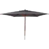 Mendler Gastronomie Holz-Sonnenschirm MCW-C57b, Gartenschirm, Polyester/Holz 14kg, eckig 3x3m Seilzug stoßsicher anthrazit