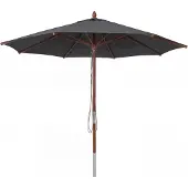 Mendler Gastronomie Holz-Sonnenschirm MCW-C57b, Gartenschirm, Polyester/Holz 14kg, rund Ø3m Seilzug stoßsicher anthrazit