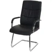 Proregal Konferenzstuhl HxBxT 105x59x71 cm Sitzhöhe 49cm Kunstleder Schwarz Besucherstuhl Freischwinger