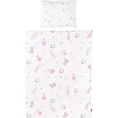 Chipolino Babybettwäsche 3-teilig, Decke 130 x 100 cm, Kissen 45 x 35 cm, Laken rosa Blumen