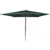 Mendler Gastronomie Holz-Sonnenschirm MCW-C57b, Gartenschirm, Polyester/Holz 29kg, eckig 4x4m Seilzug stoßsicher dunkelgrün