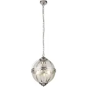 Licht-Erlebnisse Pendelleuchte Glas Metall E14 rund D: 32 cm H: max. 120 cm Chrom 3-flammig Kugelschirm Jugendstil
