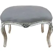 Casa Padrino Barock Sitzhocker Grau / Silber - Antik Stil Möbel