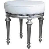 Casa Padrino Barock Sitzhocker / Rundhocker Weiß / Silber