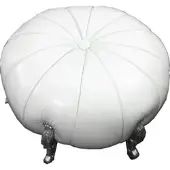 Casa Padrino Großer Barock Rundhocker Ball Hocker Weiß Lederoptik / Silber