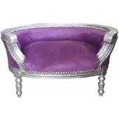 Casa Padrino Barock Hunde & Katzen Sofa Lila /Silber Hundebett & Katzenbett