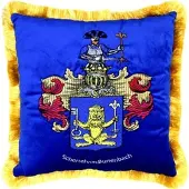 Casa Padrino Luxus Deko Kissen Wappen Freiherr Schertel von Burtenbach Royalblau / Gold
