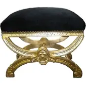 Casa Padrino Barock Sitzhocker / Kreuzhocker Schwarz / Gold