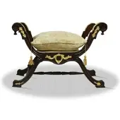 Casa Padrino Barock Sitzhocker Schwarz Gold - Luxus Kreuzhocker