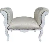 Casa Padrino Barock Schemel Hocker Creme Muster / Weiß - Sitzbank