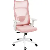 Beliani Bürostuhl Pastellrosa Mesh Drehbar Höhenverstellbar Armlehnen Heimbüro Homeoffice Modern