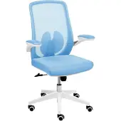 Beliani Bürostuhl Hellblau Mesh Höhenverstellbar Drehbar mit Hochklappbaren Armlehnen Modernes Design Drehstuhl für Heimbüro Arbeitszimmer