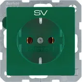 Berker Steckdose SCHUKO mit Aufdruck Q.1/Q.3 grün, samt