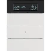 Hager KNX Tastsensor 3-fach mit Temperaturregler und Display B.IQ polarweiß, matt, Tasten, Weiß, 88,5 mm, 119,6 mm, 1 Stück(e)