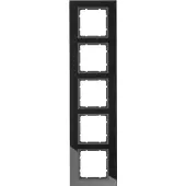 Berker Glasrahmen 5fach B.7 schwarz, Anthrazit, Schwarz, Glas, Schraubenlos, , B.7, 95 mm