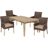 Garden Pleasure Sitzgruppe Norvell/Visalia, schwarz Kunststoff, Metall, 5-teilig