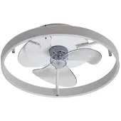 LINDBY Momitu LED-Deckenventilator, weiß, Aluminium, Ø 50 cm - , Momitu, dimmbar, Weiß, für Wohnzimmer, Aluminium, Modern