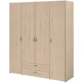 Furn.Design Kleiderschrank "Enjour" in Eiche Drehtürenschrank 4-türig 160 cm, 6 Wäschefächer
