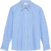 Comma Bluse Crisp Baumwoll-Popeline-Bluse mit appliziertem Stickereidetail am Kragen