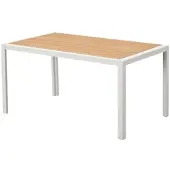 MeXo Aluminium Esstisch Gartentisch Polywood Tischplatte Wetterfest Weiß