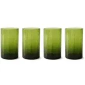 HK Living - Tube Trinkglas, H 12 cm / 400 ml, olive (4er-set)