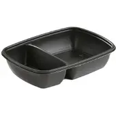 Monouso - Wiederverwendbare Plastikbehälter aus PP Schwarz 2F 900ml 23x16,5x5cm (75 Stück)