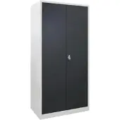 Proregal Flügeltürschrank Owl mit 4 Fachboden HxBxT 195 x 95 x 50 cm Lichtgrau Anthrazitgrau