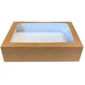Monouso - Catering-Box Kraft mit Fenster 31x22,5x8,2cm (25 Stück)