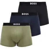 BOSS für Herren. 50544263 3er-Set marineblaue gerippte Boxershorts, grün (M), Braun, Heimtextilien, Baumwolle