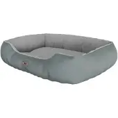 Benno Hundebett Sammy quadratisch 65x50x16 cm, Polyester mit Polypropylen-Füllung, maschinenwaschbar, Rutschfester Boden, inkl. Kauknochen - gemütlicher Schlafplatz für Hunde, grau
