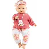 Paola Reina Puppe Sonia - rosa Blumenmuster - Mechanismus - 36 cm