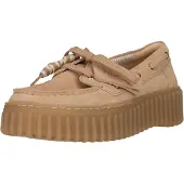 Clarks für Damen. 26186301 Torhill Boot Leder Slipper beige (37), 1 bis 3 cm, Schnürsenkel, Lässig
