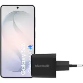 Samsung Galaxy S26 256GB Weiß 5G + BlueBuilt Ladegerät 45 Watt Schwarz